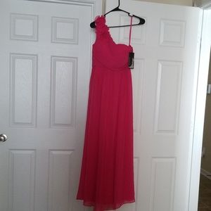 Pink Flower Shoulder Party Dress